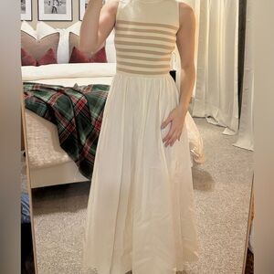 Chic Cream Striped Maxi Dress